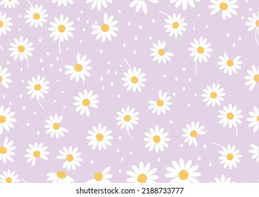 Seamless daisy and butterfly pattern repeating texture background design for fashion graphics, textile prints, fabrics, wallpapers. 