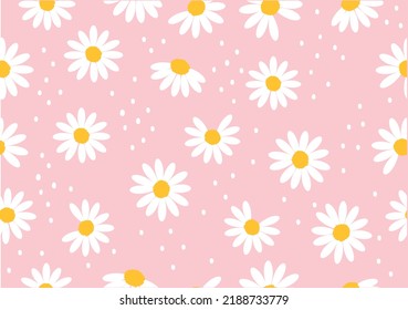 Seamless daisy and butterfly pattern repeating texture background design for fashion graphics, textile prints, fabrics, wallpapers.
