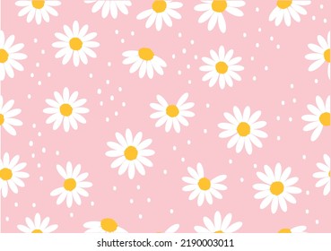 Seamless daisy and butterfly pattern repeating texture background design for fashion graphics, textile prints, fabrics, wallpapers.