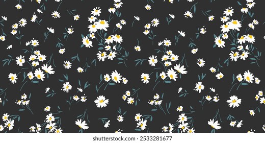 Padrão De Ditsy Floral Sem Costura Daisy No Vetor