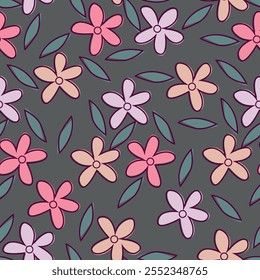 Seamless Daisy Floral Ditsy Pattern In Vector