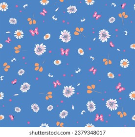 seamless daisy floral pattern, floral aop, textile print 