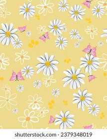 seamless daisy floral pattern, floral aop, textile print 