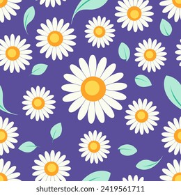 El fondo de las flores de margarita inmaculado. Vector plano.