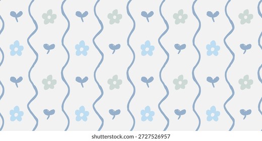 Padrão de flores e folhas de margarida sem costura com cores pastel macias, criando uma primavera alegre e fundo romântico suave para tecido, papel de parede e artigos de papelaria.