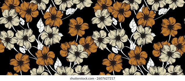 Seamless daisy flower pattern. Floral pattern.