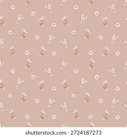 Padrão de flor Daisy sem costura com design floral mínimo no fundo bege macio