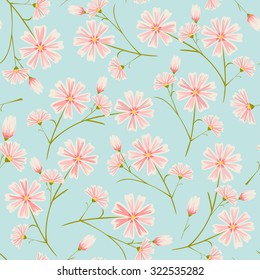 Seamless daisy flower pattern on light blue background