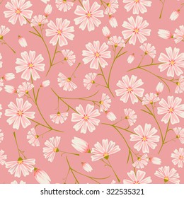 Seamless daisy flower pattern on pink background