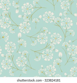 Seamless daisy flower pattern on light blue background