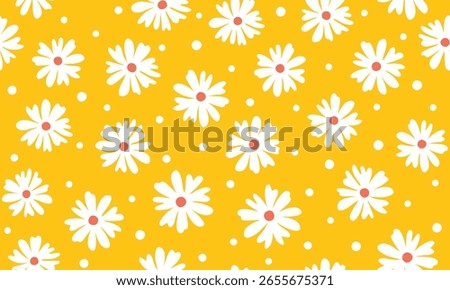 Seamless daisy flower pattern on yellow background
