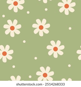 Padrão de flores sem costura Daisy - Perfeito para têxteis e papéis de parede. Vetor Eps