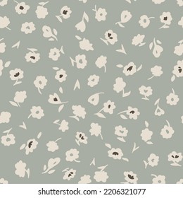 Seamless daisy flowers pattern. Flower buds silhouettes isolated.  Flat modern style. Simple botanical fashion print.