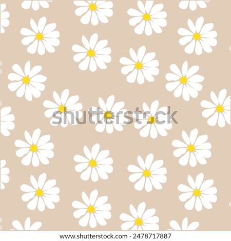 Seamless daisy flowers pattern, Hand-drawn monochrome daisy flowers pattern.botanical elements, Ink drawings of wildflowers.