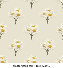 seamless daisy pattern and background vector illustration