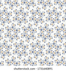
Seamless daisy pattern in french blue linen shabby chic style. Hand drawn floral damask texture. Old white blue background. Farmhouse style wallpaper home decor swatch. Flower motif all over print