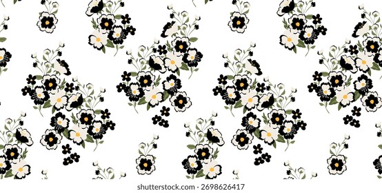 Patrón de margarita sin costuras. Dibuja a mano el patrón de flores crujientes.