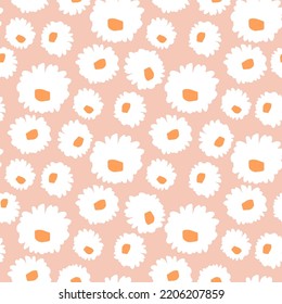 Seamless daisy pattern with hand drawn flowers. Botanical floral texture in minimalistic style. Vector illustration