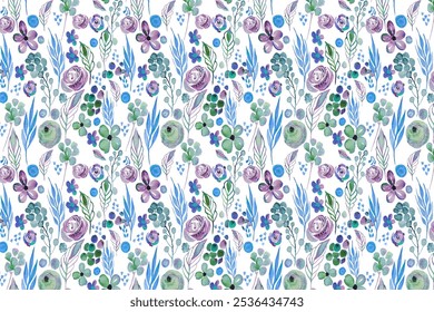 Seamless daisy pattern in small cute wild simple flowers.