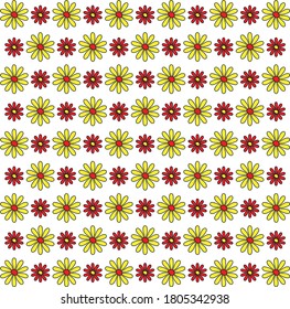 Seamless daisy pattern vector design on white background 