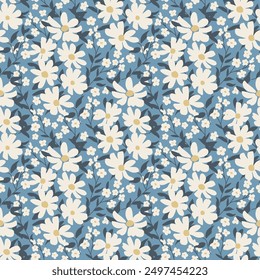 Seamless daisy vector decorative pattern