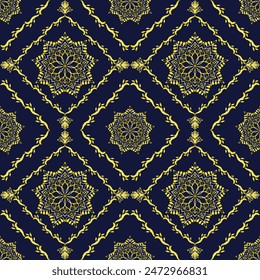 Seamless damask background with golden classic pattern, Texture with elegant floral ornament, Template for wallpaper, web, curtain, gold, brown, Vector Illustration for Elegant Textile Design