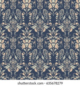 Seamless damask background. Vector vintage wallpaper