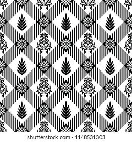 Seamless damask checkered pattern