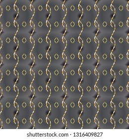 Seamless damask classic golden pattern. Vector illustration. Vector abstract background with repeating elements. Golden seamless pattern on brown and gray colors with golden elements.