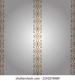 Patrón dorado clásico de damasco sin soles. Fondo abstracto vectorial con elementos repetitivos. Patrón dorado sin fisuras sobre colores agradables con elementos dorados. Ilustración vectorial. 