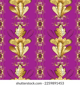 patrón dorado clásico de damasco sin costura. fondo abstracto vectorial con elementos repetitivos. Patrón dorado sin fisuras en colores con elementos dorados. ilustración vectorial