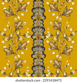 seamless damask classic golden pattern. vector abstract background with repeating elements. Golden seamless pattern on colors with golden elements. vector illustration