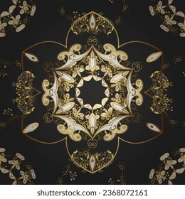 seamless damask classic golden pattern. vector abstract background with repeating elements. Golden seamless pattern on colors with golden elements. vector illustration
