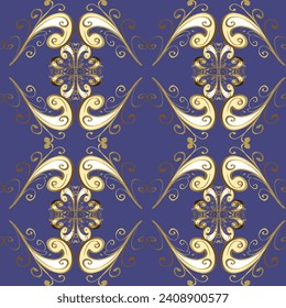 seamless damask classic golden pattern. vector abstract background with repeating elements. Golden seamless pattern on colors with golden elements. vector illustration