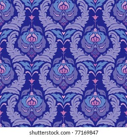 Seamless damask classic wallpaper in blue