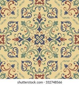 seamless damask colorful pattern. Tile