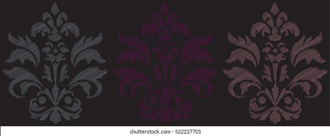 Seamless damask Colorful pattern,Embroidered texture effect