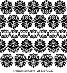 seamless damask culumms pattern. Black and white background. design create an elegant and timeless.