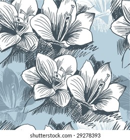 Seamless Damask floral background from lily