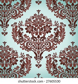 Seamless Damask floral background pattern. Vector illustration.