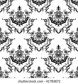 Seamless Damask floral background pattern. Vector illustration.