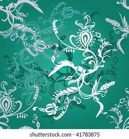 Seamless Damask floral background pattern. Vector illustration.