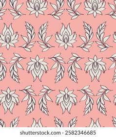 seamless, damask floral, ornamental pattern, two way, monochrome, endless, all over print to use textile, fabric, wallpaper, clothing, fashion, backdrop