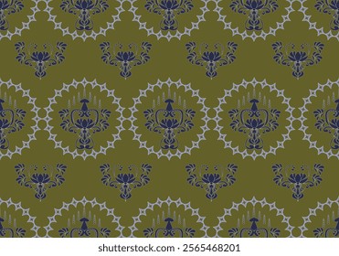 seamless damask floral  pattern design for ceramic tile fabric wallpaper background wrapping art print textile scrapbook paper