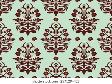 seamless damask floral  pattern design for fabric ceramic tile wallpaper background wrapping art print textile scrapbook paper ornament