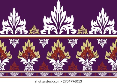 Patrón floral de damasco sin costuras, un diseño de Vector ornamental vintage perfecto para la decoración textil antigua e ilustración de fondo retro