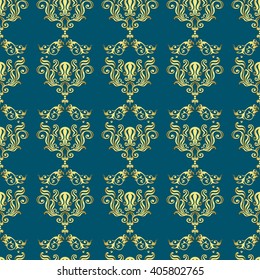 Seamless Damask flowers ornament Background. Abstract arabesque pattern for Greeting card, presentation or wedding invitations. Vector illustration.