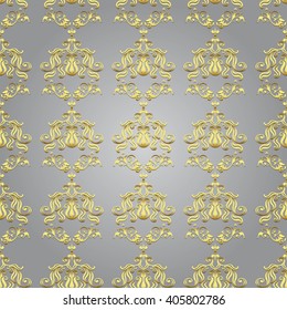 Seamless Damask flowers ornament Background. Abstract arabesque pattern for Greeting card, presentation or wedding invitations. Vector illustration.