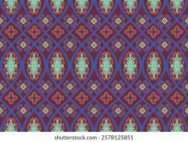 seamless damask geometric floral  pattern design for fabric ceramic tile wallpaper background wrapping art print textile scrapbook paper ornament card curtains mattresses bedspread 
