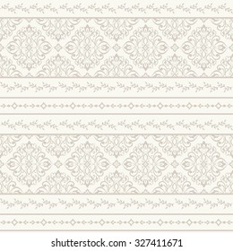 seamless damask horizontal pattern in beige